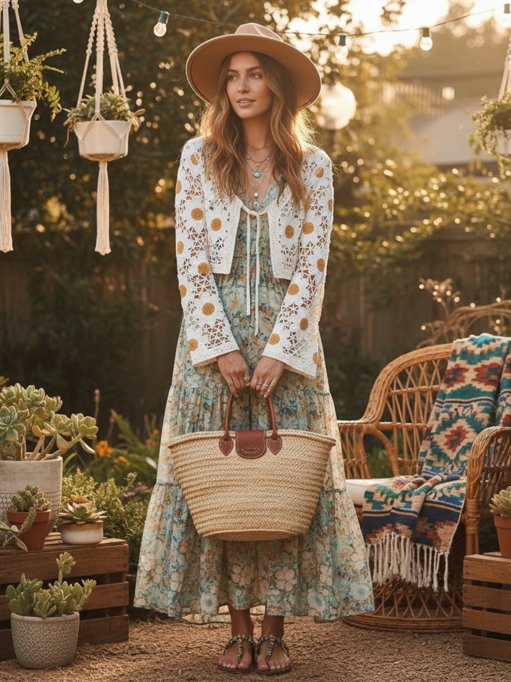 Jessica Simpson Crochet Daisy Cardigan